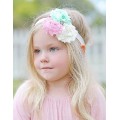 Pink and Mint Shabby Flower Headband